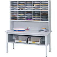 Mobilier E-Z Sort pour la salle du courrier- Tables de tri avec tablette-Dessus de table, 60" la x 28" p x 36" h, Stratifi&eacute; Moffatt Supply & Specialties