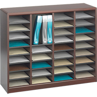 E-Z Stor&reg; Literature Organizer, Stationary, 36 Slots, Wood, 40" W x 3/4" D x 32-1/2" H Moffatt Supply & Specialties