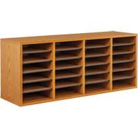 Adjustable Compartment Literature Organizer, Stationary, 24 Slots, Wood, 39-1/4" W x 11-3/4" D x 16-1/4" H Moffatt Supply & Specialties