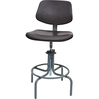 Tabouret rectangulaire avec dos de s&eacute;rie 600, Mobile, Ajustable, 25" - 31", Polyur&eacute;thane Si&egrave;ge, Noir Moffatt Supply & Specialties