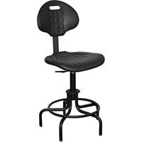Tabouret avec dossier de s&eacute;rie 6000, Stationnaire, Ajustable, , Polyur&eacute;thane Si&egrave;ge, Noir Moffatt Supply & Specialties