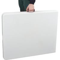 Fold-in-Half Table, Rectangular, 72" L x 30" W, Polyethylene, White Moffatt Supply & Specialties