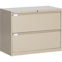 Lateral Filing Cabinet, Steel, 2 Drawers, 36" W x 18" D x 27-7/8" H, Beige Moffatt Supply & Specialties