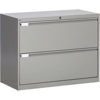 Lateral Filing Cabinet, Steel, 2 Drawers, 36" W x 18" D x 27-7/8" H, Grey Moffatt Supply & Specialties