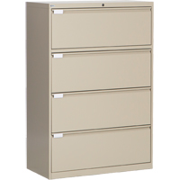 Lateral Filing Cabinet, Steel, 4 Drawers, 36" W x 18" D x 53-3/8" H, Beige Moffatt Supply & Specialties