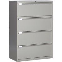 Lateral Filing Cabinet, Steel, 4 Drawers, 36" W x 18" D x 53-3/8" H, Grey Moffatt Supply & Specialties