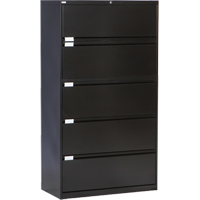 Lateral Filing Cabinet, Steel, 5 Drawers, 36" W x 18" D x 65-1/2" H, Black Moffatt Supply & Specialties