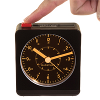 Desk Alarm Clock, Analog, Battery Operated, 3.5" W x 1.5" D x 3.75" H, Black Moffatt Supply & Specialties