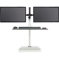Soar Sit/Stand Electric Desk with Dual Monitor Arm, Desktop Unit, 37-1/4" H x 27-3/4" W x 22" D, White Moffatt Supply & Specialties