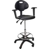 Heavy-Duty Ergonomic Stool with Adjustable Arm Rests & Nylon Stem Casters, Mobile, Adjustable Height, 250 lbs. Capacity Moffatt Supply & Specialties