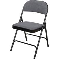Chaise pliante de luxe en tissu rembourr&eacute;e, Acier, Gris, Capacit&eacute; 300 lb Moffatt Supply & Specialties