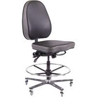 TF180 Ergonomic Industrial Chair, Mobile, Adjustable, Vinyl Seat, Black Moffatt Supply & Specialties