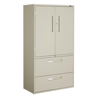 Armoire Multi-Stor, Acier, 3 Tablettes, 65-1/4" h x 36" la x 18" P, Beige Moffatt Supply & Specialties