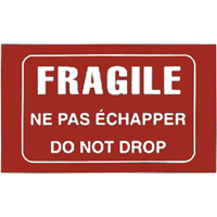 "Fragile" Bilingual Special Handling Labels, 5" L x 3" W, White on Red Moffatt Supply & Specialties