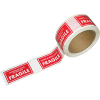 Pre-Printed Message Tapes, 1-7/8" W, White on Red Moffatt Supply & Specialties