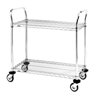 Chariot utilitaire &agrave; usage standard avec tablettes en treillis m&eacute;tallique, Chrom&eacute;, 24" x 39" x 36", Capacit&eacute; 375 lb Moffatt Supply & Specialties