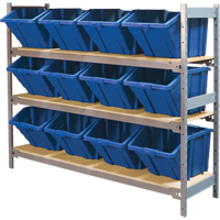 &eacute;tag&egrave;res larges avec bacs g&eacute;ants en plastique, Acier, Sans boulons, Capacit&eacute; 800 lb, 66" la x 60" h x 18" p Moffatt Supply & Specialties