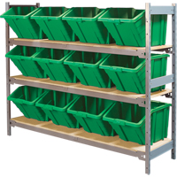 &eacute;tag&egrave;res larges avec bacs g&eacute;ants en plastique, Acier, Sans boulons, Capacit&eacute; 800 lb, 66" la x 60" h x 18" p Moffatt Supply & Specialties