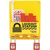 Poste de verrouillage compacte, Cadenas Thermoplastique, Capacit&eacute; de 4, Cadenas Compris Moffatt Supply & Specialties