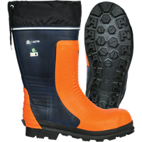 Bottes de s&eacute;curit&eacute; pour scie &agrave; chaîne Bushwhacker, Caoutchouc, Embout Acier, Pointure 6, Semelle R&eacute;sistant aux perforations Moffatt Supply & Specialties