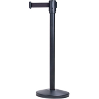 Barri&egrave;res sur pieds pour le contr&ocirc;le des foules, Acier, 35" h, Ruban Noir, Longueur du ruban 7' Moffatt Supply & Specialties