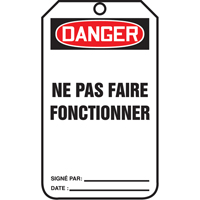 Lockout Tags, Cardstock, 3-1/8" W x 5-7/8" H, French Moffatt Supply & Specialties