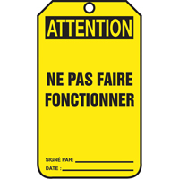 Lockout Tags, Cardstock, 3-1/8" W x 5-7/8" H, French Moffatt Supply & Specialties