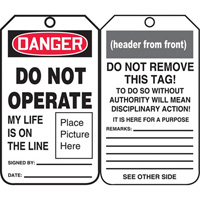 Safety Tags, Plastic, 3-3/8" W x 5-3/4" H, English Moffatt Supply & Specialties