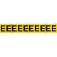 Rep&egrave;res adh&eacute;sifs &agrave; lettres individuelles, E, 1" h, Noir sur jaune Moffatt Supply & Specialties