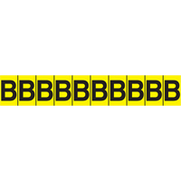 Rep&egrave;res adh&eacute;sifs &agrave; lettres individuelles, E, 1" h, Noir sur jaune Moffatt Supply & Specialties