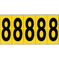 Individual Adhesive Number Markers, 8, 3-7/8" H, Black on Yellow Moffatt Supply & Specialties