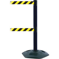 Dual Line Heavy Duty Post, Plastic, 38" H, Black/Yellow Tape, 7.5' Tape Length Moffatt Supply & Specialties