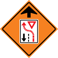 Yield Ahead Roll-Up Traffic Sign, 29-1/2" x 29-1/2", Vinyl, Pictogram Moffatt Supply & Specialties