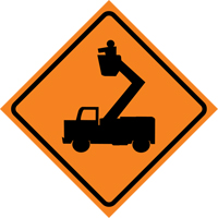 Man in Elevated Bucket Roll-Up Traffic Sign, 29-1/2" x 29-1/2", Vinyl, Pictogram Moffatt Supply & Specialties