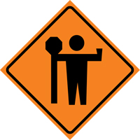 Flagman Roll-Up Sign Traffic Sign, 36" x 36", Vinyl, Pictogram Moffatt Supply & Specialties