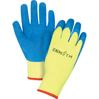 Gants haute visibilit&eacute; doubl&eacute;s d'acrylique & enduits de caoutchouc, 10/T-Grand, R&ecirc;vetement Latex de caoutchouc, Calibre 7, Enveloppe en Tissu &eacute;ponge Moffatt Supply & Specialties