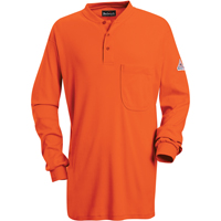 Flame-Resistant Long Sleeve Tagless Henley Shirts, Small, Orange Moffatt Supply & Specialties