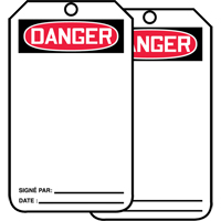 &eacute;tiquettes de s&eacute;curit&eacute; avec ent&ecirc;te vierge, Papier cartonn&eacute;, 3-1/8" la x 5-7/8" h, Français Moffatt Supply & Specialties