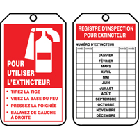 &eacute;tiquettes de s&eacute;curit&eacute; d'inspection et de contr&ocirc;le de l'&eacute;tat de l'&eacute;quipement, Plastique, 3-1/8" la x 5-7/8" h, Français Moffatt Supply & Specialties