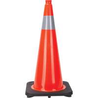 C&ocirc;ne de signalisation, 28", Orange, Bande(s) r&eacute;fl&eacute;chissante(s) 4" Moffatt Supply & Specialties