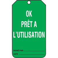 &eacute;tiquettes de s&eacute;curit&eacute; d'inspection et de contr&ocirc;le de l'&eacute;tat de l'&eacute;quipement, Papier cartonn&eacute;, 3-3/8" la x 5-7/8" h, Français Moffatt Supply & Specialties