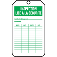 &eacute;tiquettes de s&eacute;curit&eacute; d'inspection et de contr&ocirc;le de l'&eacute;tat de l'&eacute;quipement, Papier cartonn&eacute;, 3-1/8" la x 5-7/8" h, Français Moffatt Supply & Specialties