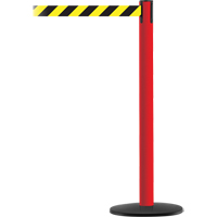 Advance TensaBarrier&reg; Barrier Post, Steel, 36" H, Black/Yellow Tape, 7.5' Tape Length Moffatt Supply & Specialties