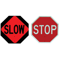 Panneau de signalisation &agrave; deux c&ocirc;t&eacute;s  Stop/Slow  Moffatt Supply & Specialties