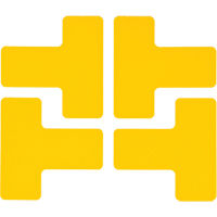 Floor Corner Marks, T, 5" L x 2" W, Yellow, Polyester Moffatt Supply & Specialties