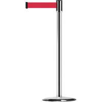 Slimline TensaBarrier&reg; Barrier Post, Steel, 38" H, Red Tape, 7.5' Tape Length Moffatt Supply & Specialties