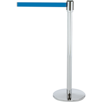 Slimline TensaBarrier&reg; Barrier Post, Steel, 38" H, Blue Tape, 7.5' Tape Length Moffatt Supply & Specialties
