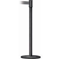 Slimline TensaBarrier&reg; Barrier Post, Steel, 38" H, Black Tape, 7.5' Tape Length Moffatt Supply & Specialties