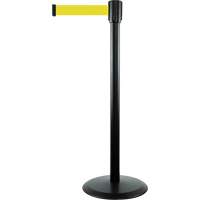 Slimline TensaBarrier&reg; Barrier Post, Steel, 38" H, Yellow Tape, 7.5' Tape Length Moffatt Supply & Specialties