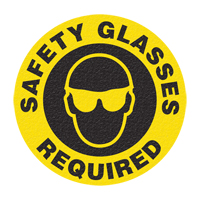 Panneau de signalisation au sol  Safety Glasses , Adh&eacute;sif, Anglais avec pictogramme Moffatt Supply & Specialties